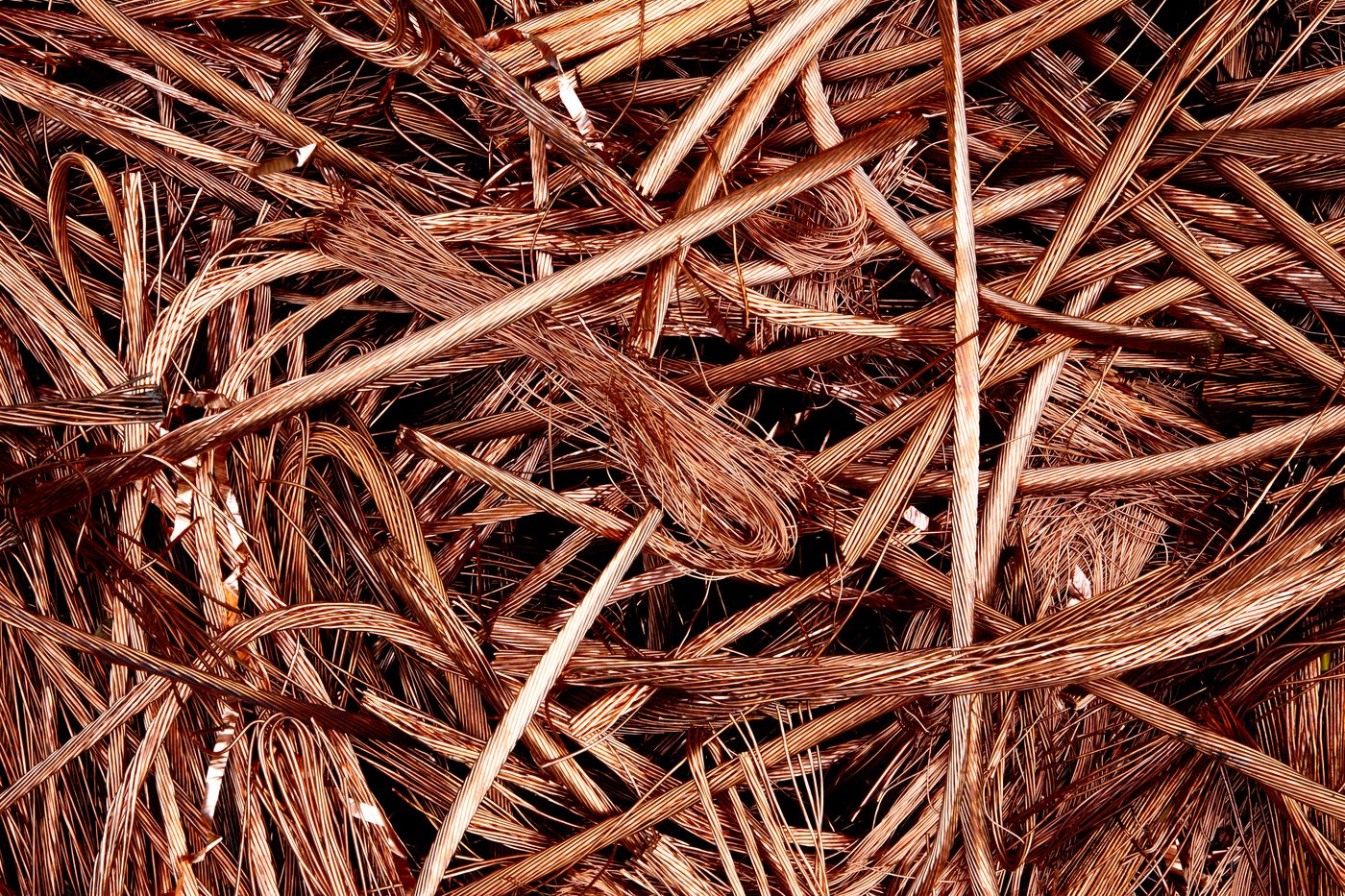 Detailed close-up of recyclable copper wire